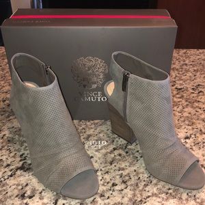 Vince Camuto Open Toe Bootie - Gray Suede